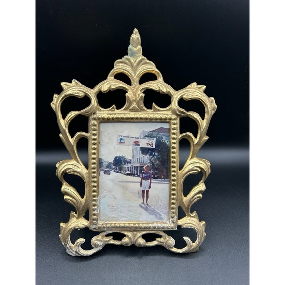 Wilton Other - Vintage Wilton Cast Metal Picture Frame Ornate Gold Tone 4 X 5.5